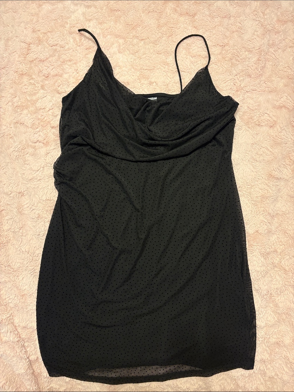 Black Cowl Neck Mini Dress - Sleek Slip Style